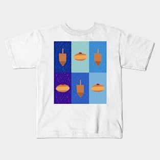 D&amp;D - Doughnuts and Dreidels Blue Grid Kids T-Shirt